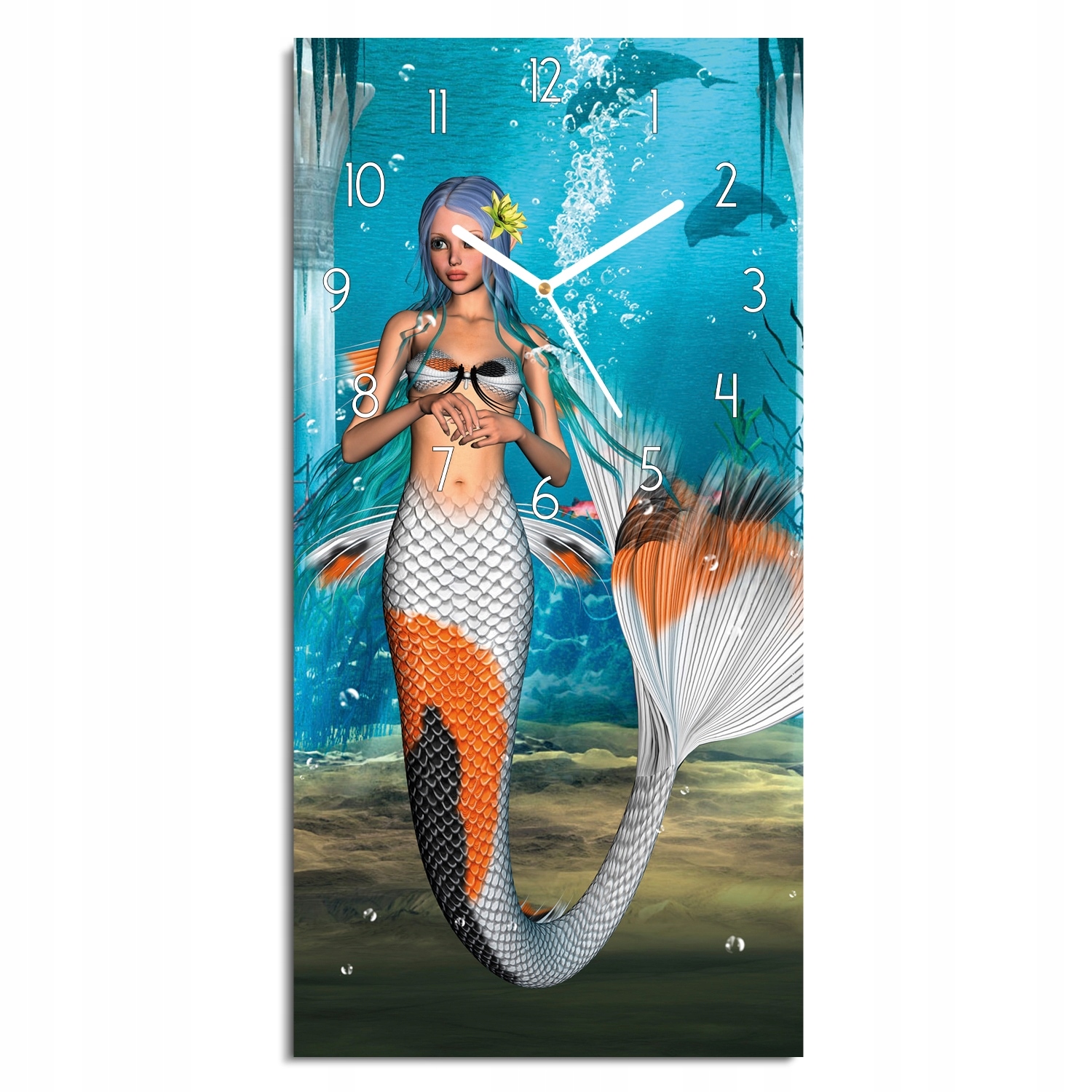 nástěnné hodiny Syrena voda delfíni 30x60 ozdobné
