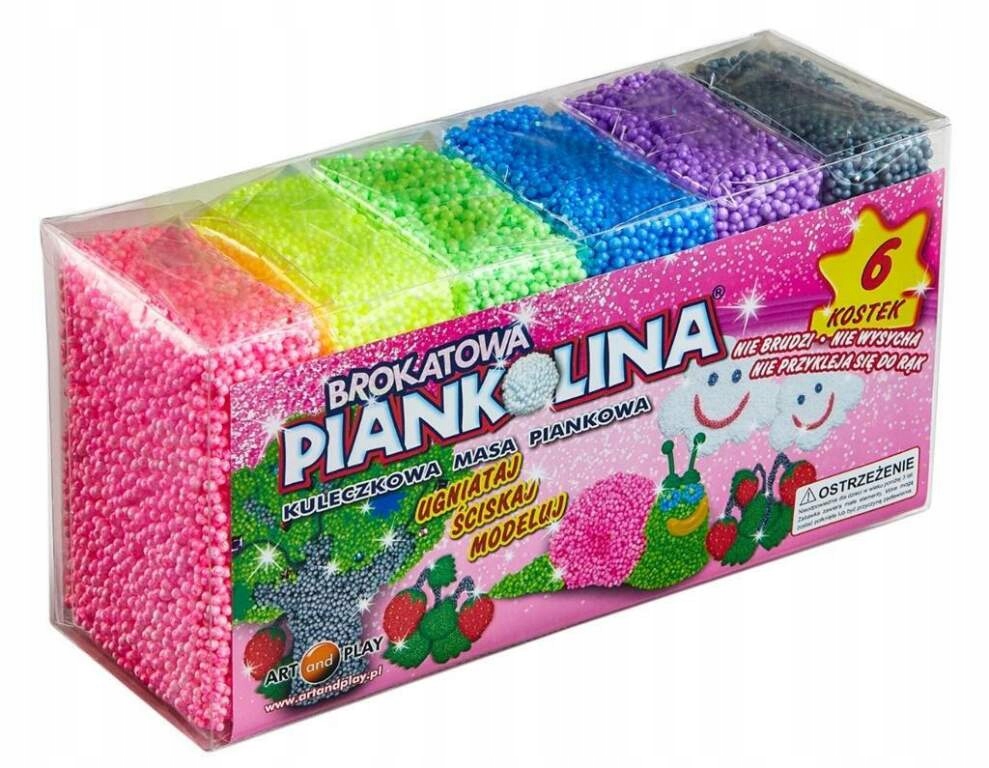 PIANKOLINA kuleczkowa masa 6 KOLORÓW BROKATOWYCH