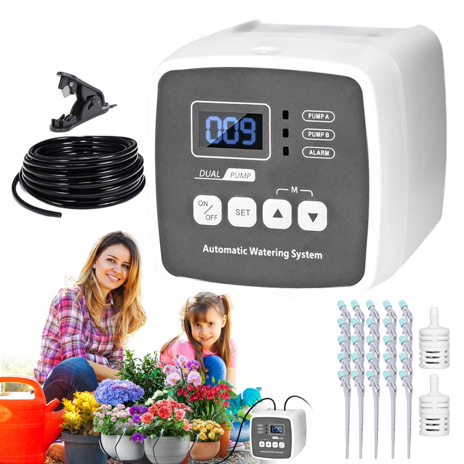 Automatyczna Konewka System Nawadniania Do 20 Doniczek Roślin Kwiatów Timer