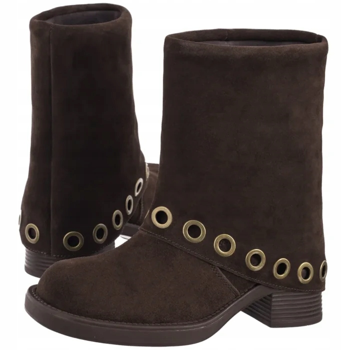 Kožené dámské Kotníkové Boty na podpatku Venezia Hnědé V443-00822-02