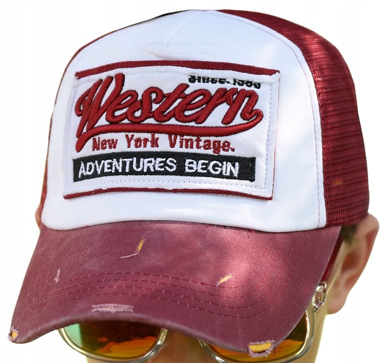 

Czapka z daszkiem bejsbolówka bordowa Western