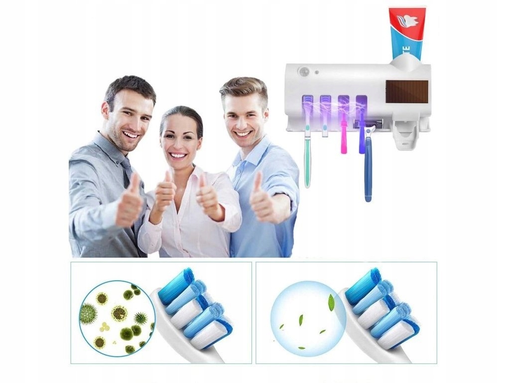 DOZOWNIK PASTY UCHWYT NA SZCZOTECZKI STERYLIZATOR UV Z CZUJNIKIEM RUCHU Liczba komór 5