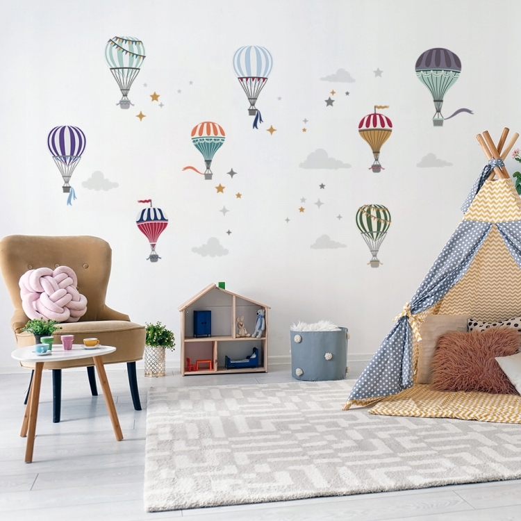 NAKLEJKA NA ŚCIANĘ KOLOROWE BALONY CHMURY NIEBO EAN (GTIN) 5904970006152