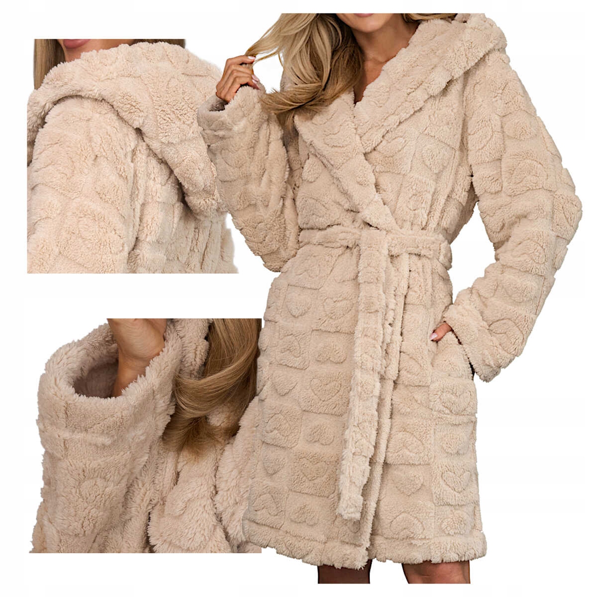 L-L Dámský měkký teplý župan Valentine s kapucí 2553 angora L