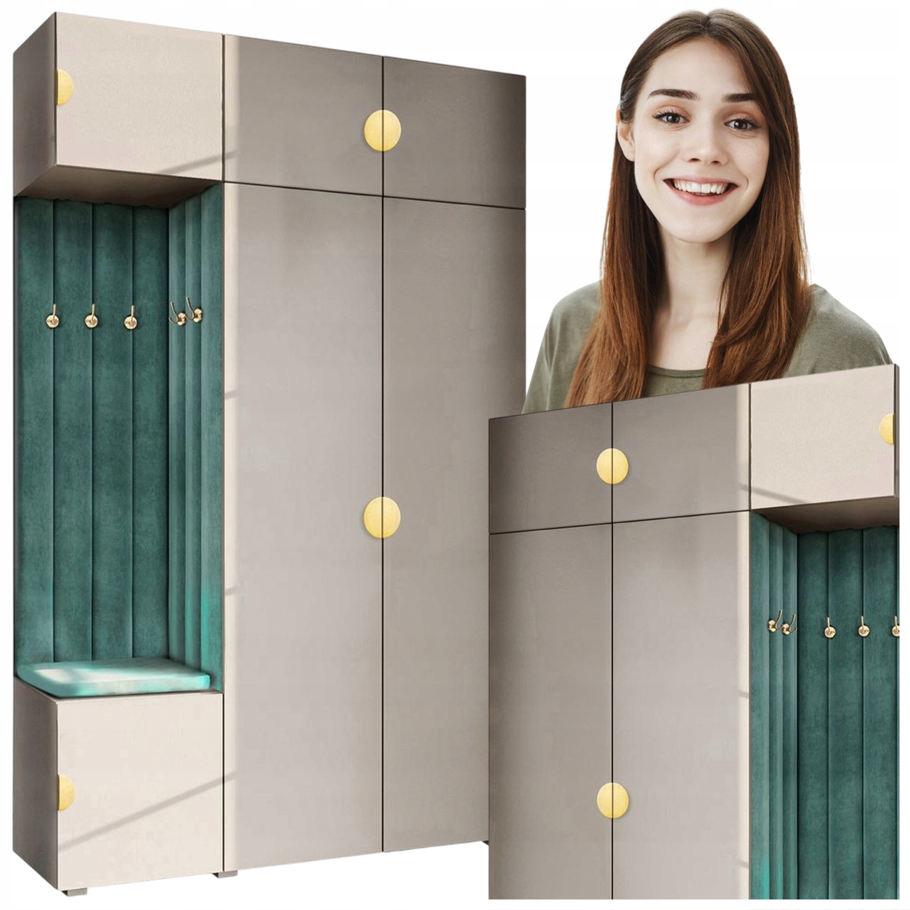 Šatní Skříň Do Předsíně Se Sedákem A Závěsnou Skříňkou S Nadstavbou Z Kašmíru