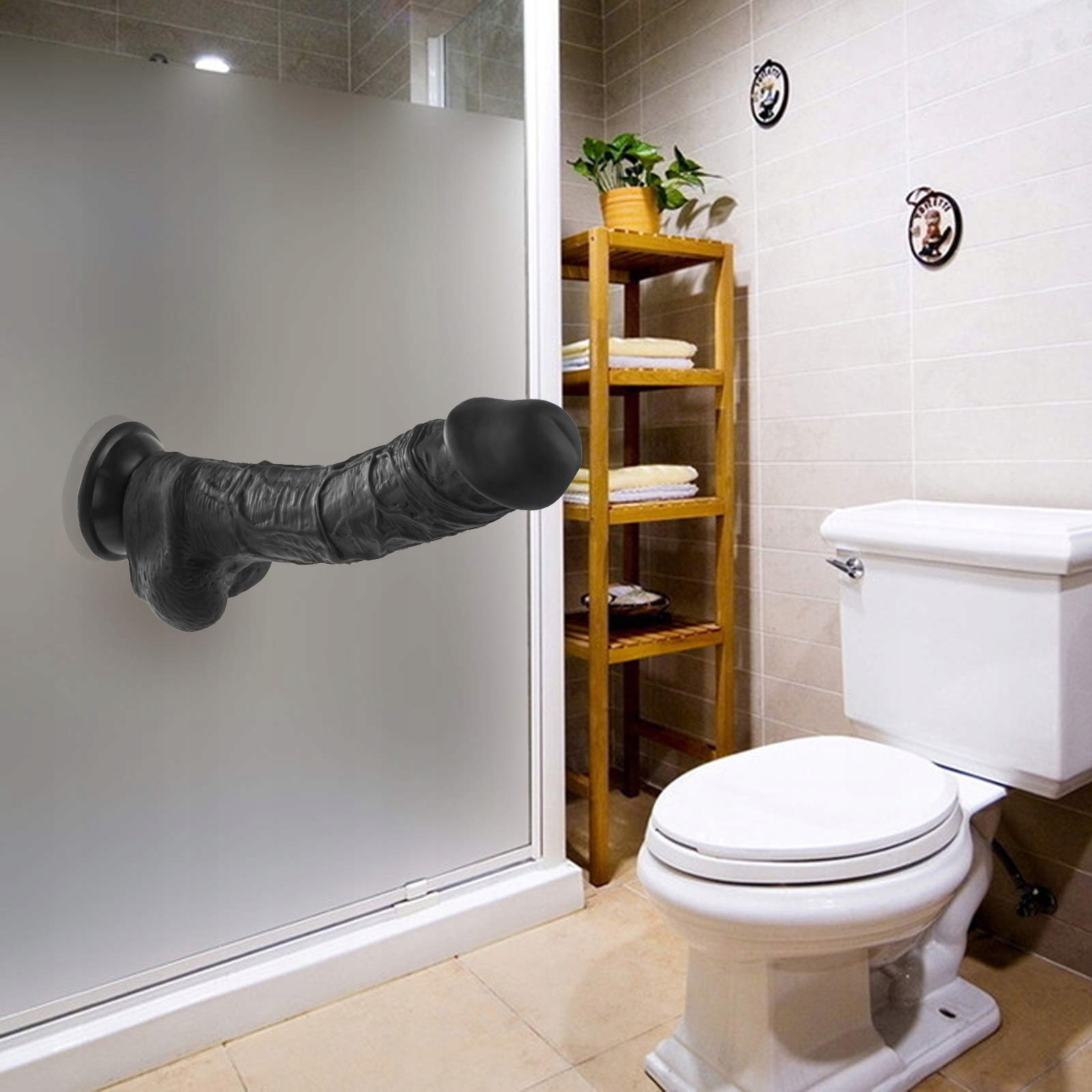 Realistyczny Dildo z Przyssawką, Czarny Silikonowy Penis — miniatura 5