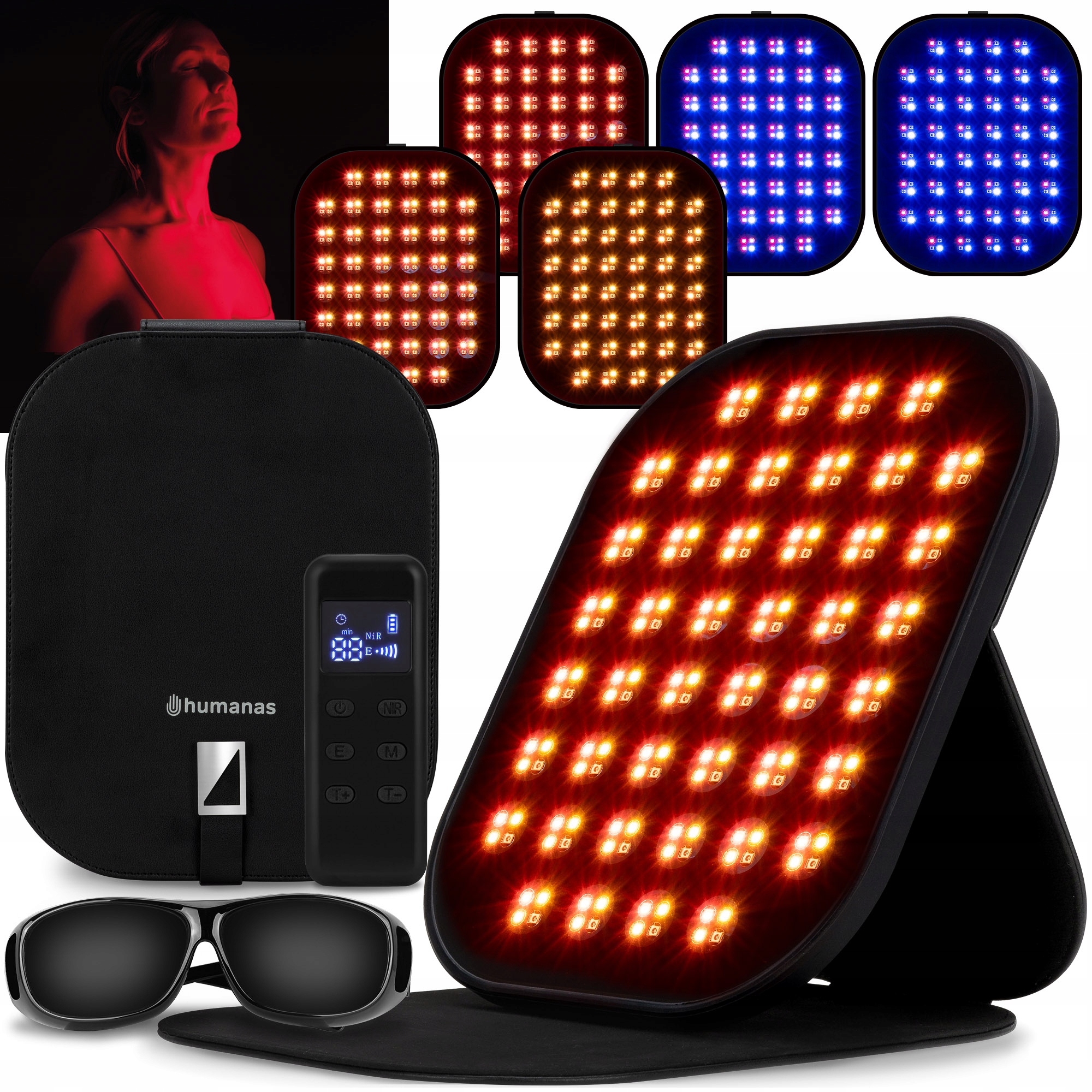 Panel Led lampa do fototerapii funkcja swiatła Ir Humanas LumiCare Okulary