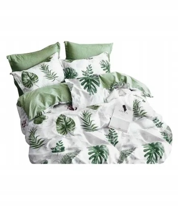 Pościel 220x200 Dwustronna Bawełna Satynowa Collection World Zielone Liście