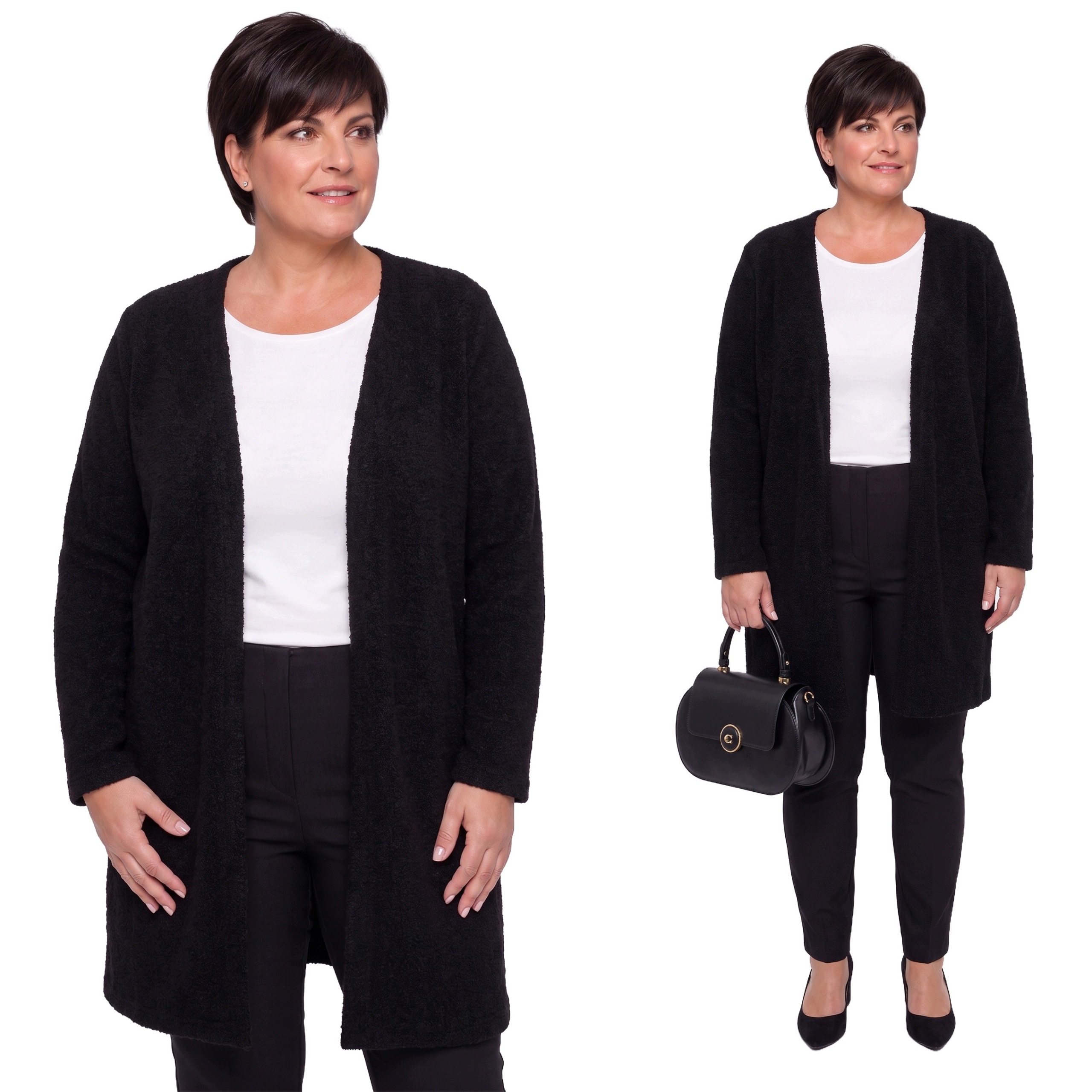 Teplý černý kardigan plus size velikost 60/62