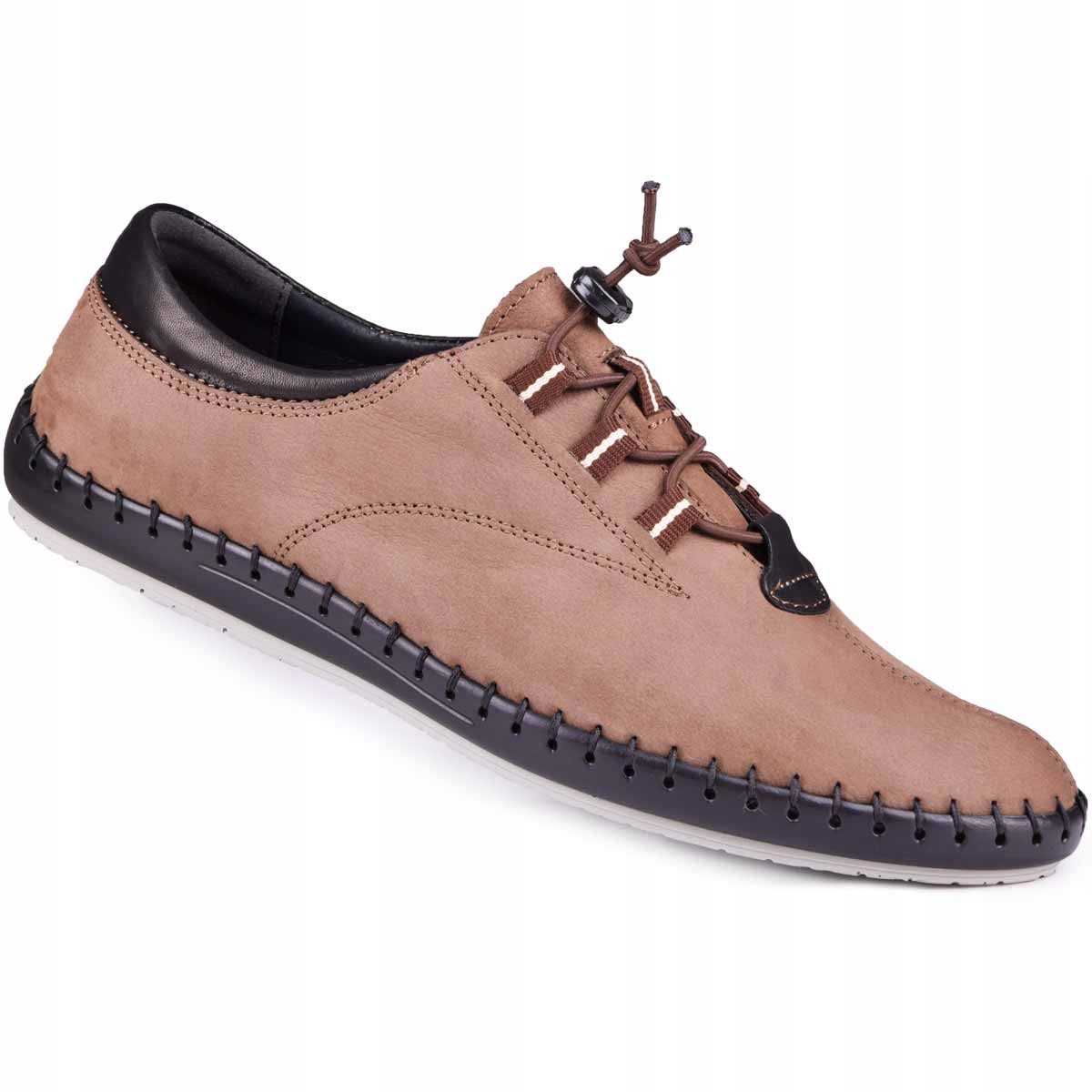 Buty męskie skórzane casual brązowe Kam Pol r.44