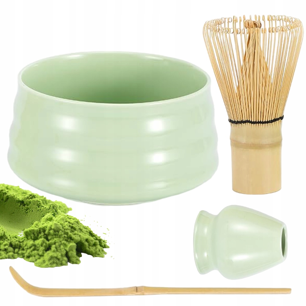 Levně 4V1 Čajová Sada Matcha Příprava Matchy Krásný Dárek Zelená