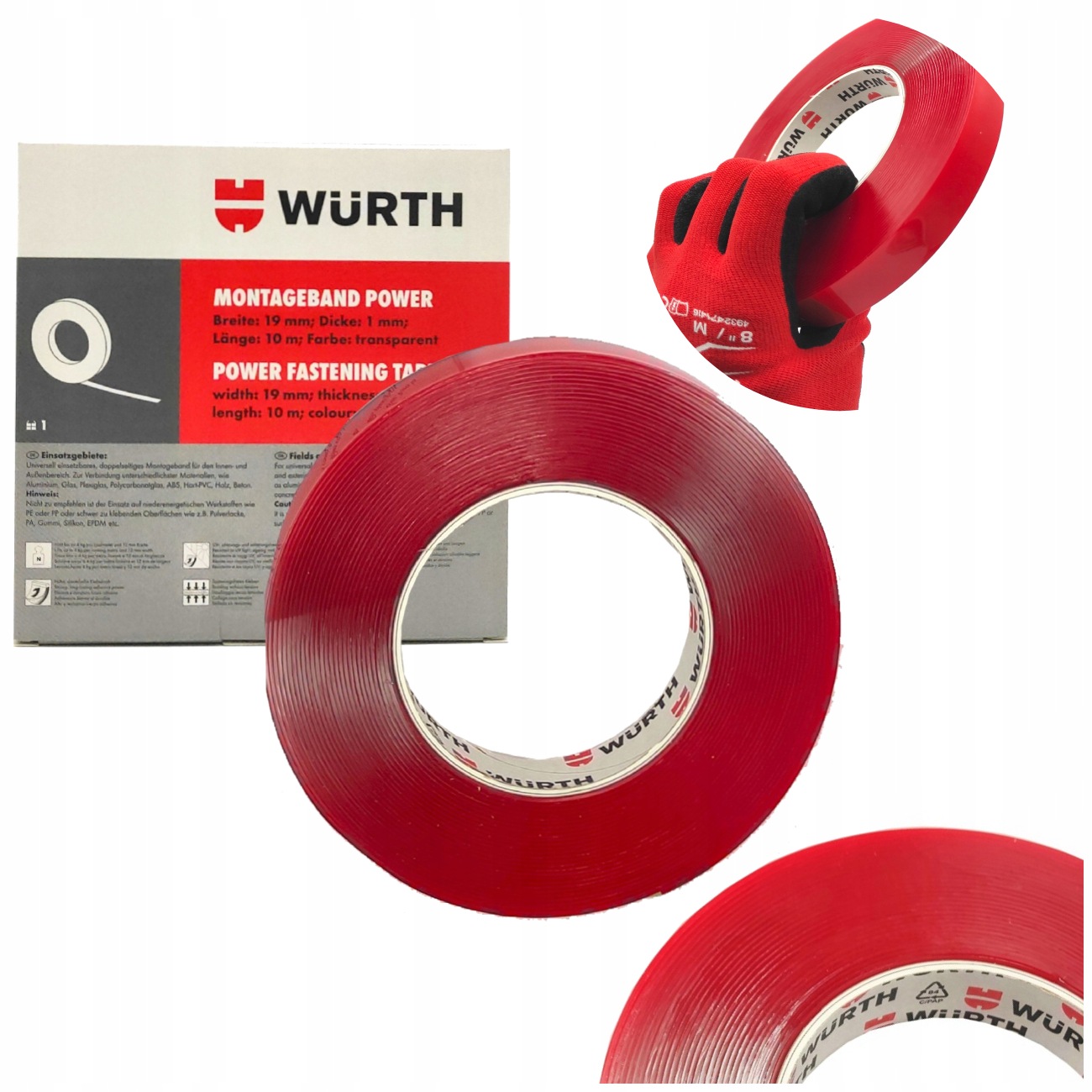 Taśma Do Listw Samochodowych Dwustronna Extremalnie Mocna Würth 19MM 10M