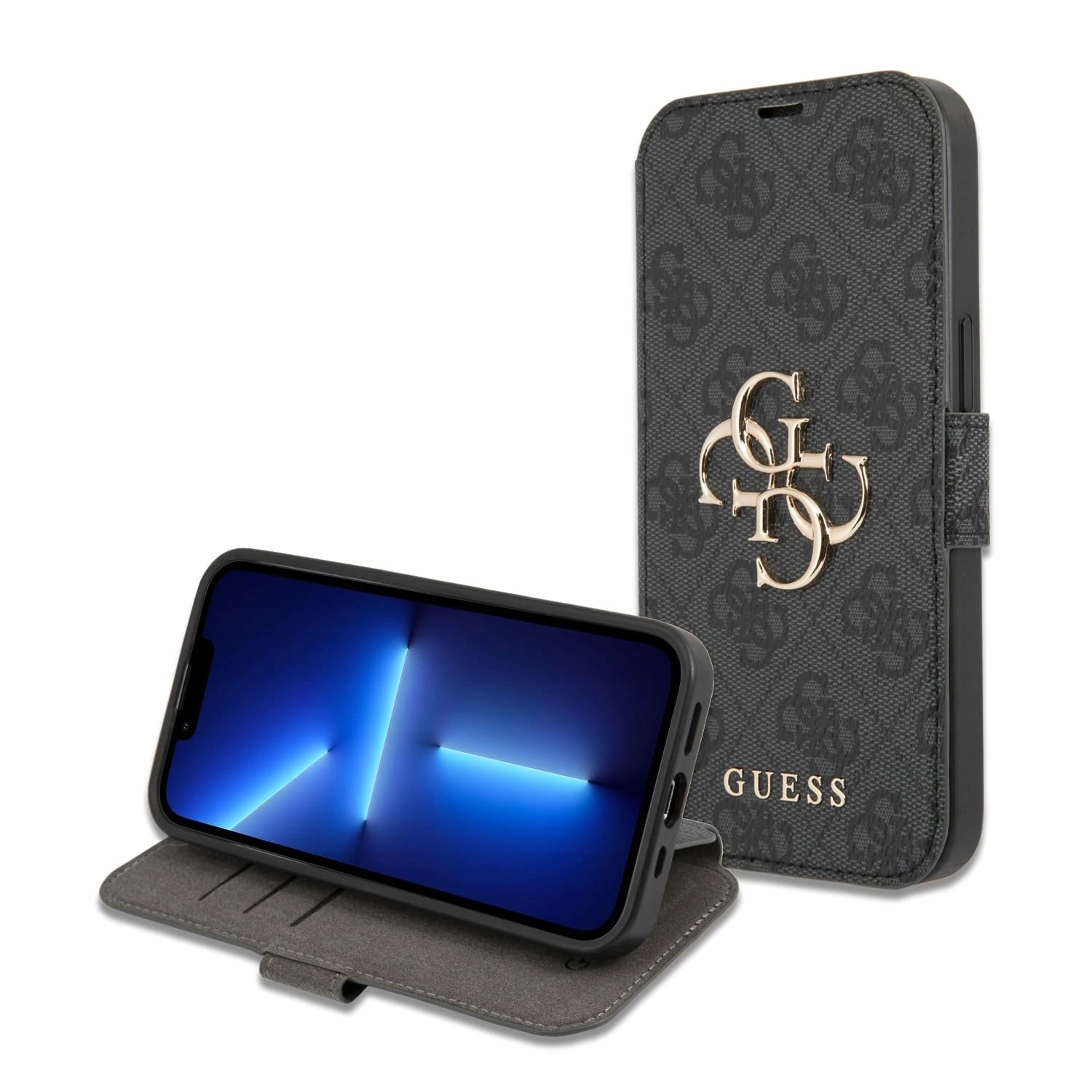 Guess GUBKP13L4GMGGR etui iPhone 13 Pro/13 szare 4G Metal Logo
