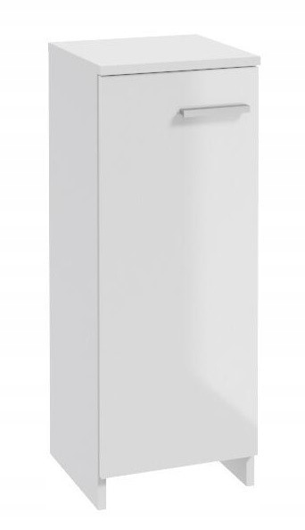 Koupelnová skříňka 80x30 cm úzká komoda malá stojící polosloupek bílý lesk