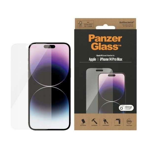 Antibakteriální ochrana displeje PanzerGlass Classic Fit iPhone 14 ProMax 6,7".