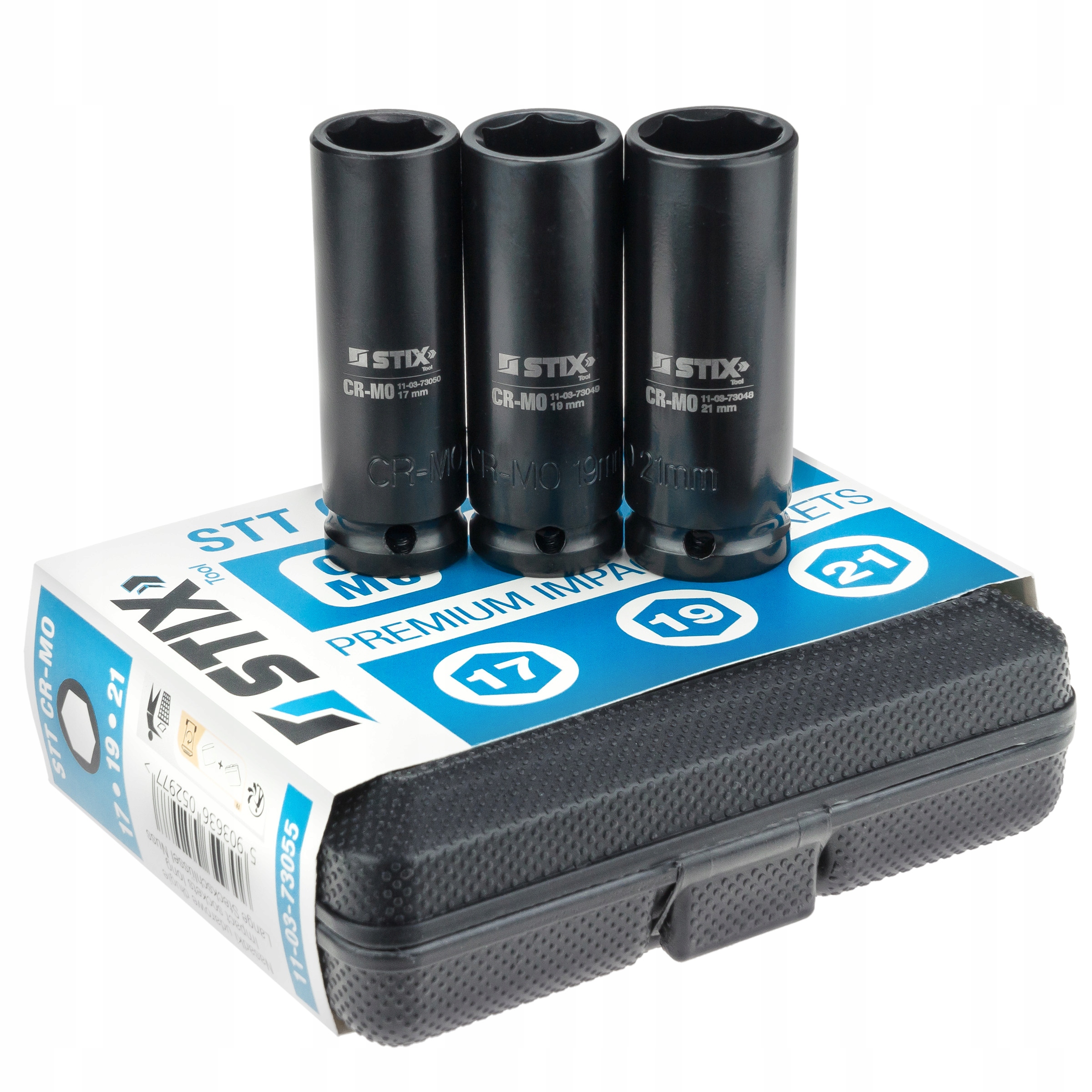 KLUCZ PNEUMATYCZNY UDAROWY DO KÓŁ 1/2 1700 NM + NASADKI 17, 19, 21MM STIX Ciśnienie robocze 6.3 bar