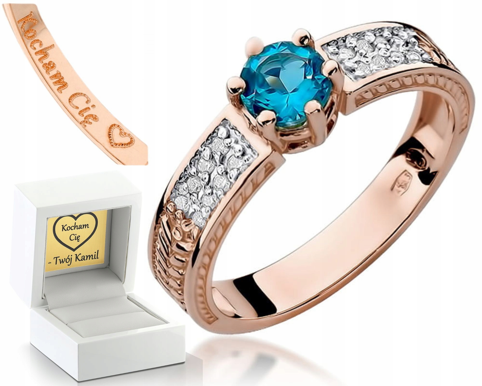 Růžové Zlato Prstýnek S Topazem A Brilianty