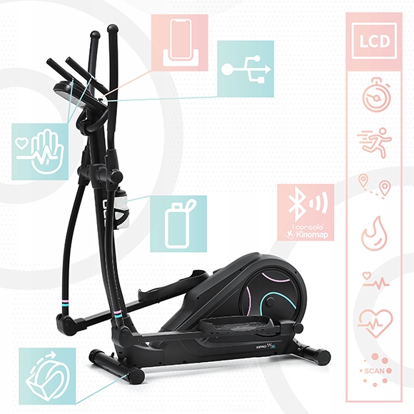 Orbi-Trek TRENAŻER ELIPTYCZNY ROWER Treningowy iConsole Kinomap Heat ZIPRO Liczba programów treningowych 12