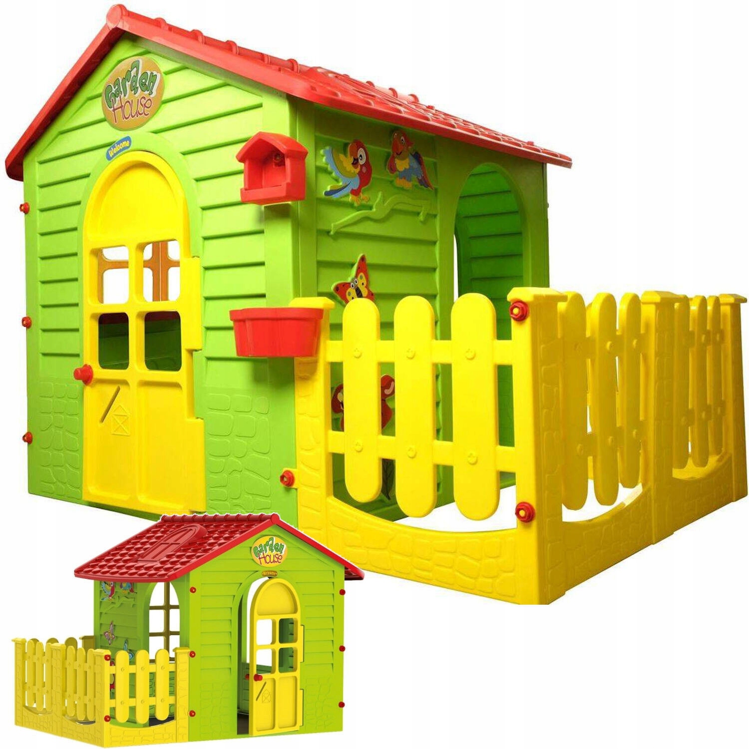 Domek Ogrodowy Z Płotkiem Dla Dzieci Mochtoys Duży Z Tarasem polski