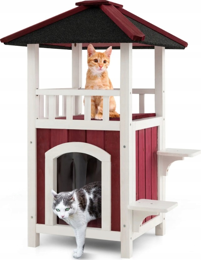 Domek dla kota 2 poziomy z platformami do skakania zdejmowaną podłogą