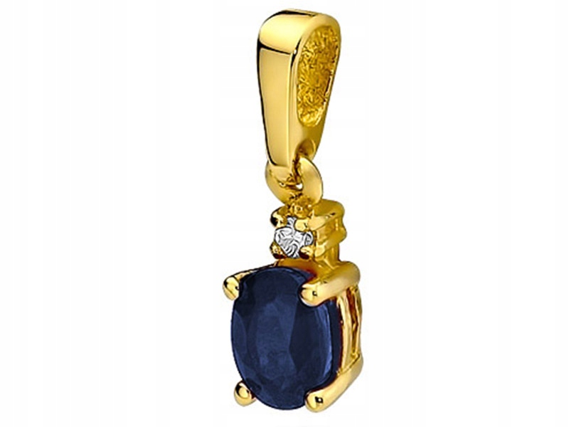 Zlatý přívěsek 585 elegantní briliantový safír, módní vzor na řetízek