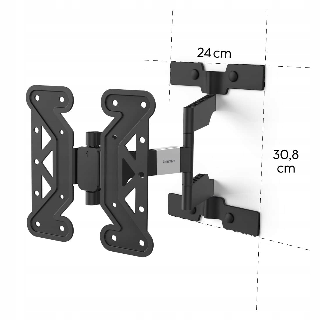 HAMA Uchwyt TV Ścienny Ruchomy 19-48 Cal VESA 100x100-200x200 25kg Czarny — miniatura 7