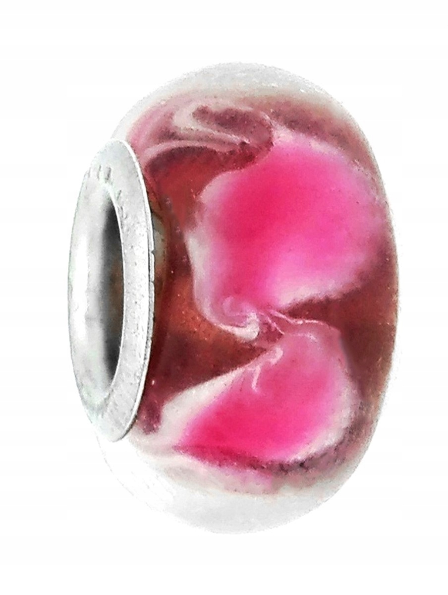 

Zawieszka beads - bladoróżowy w różowe kwiatki