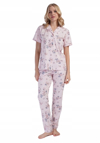 Růžové Rozepínací Košilové Pyžamo Na Knoflíky Dlouhé Kalhoty, Velikost XL