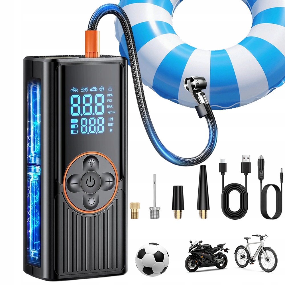 Elektrická Cyklistická Pumpa Akumulátorový Kompresor Do Auta 5500 mAh