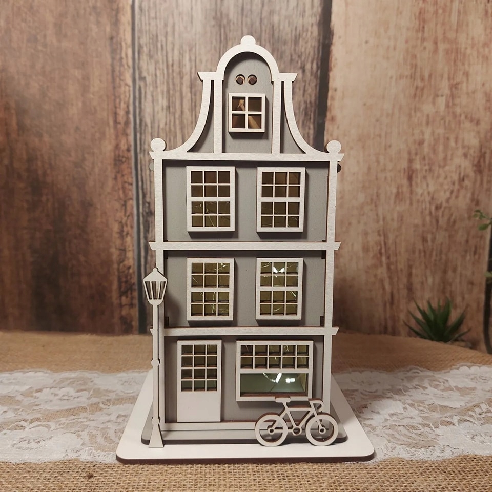 Lampion LED kamieniczka, domek