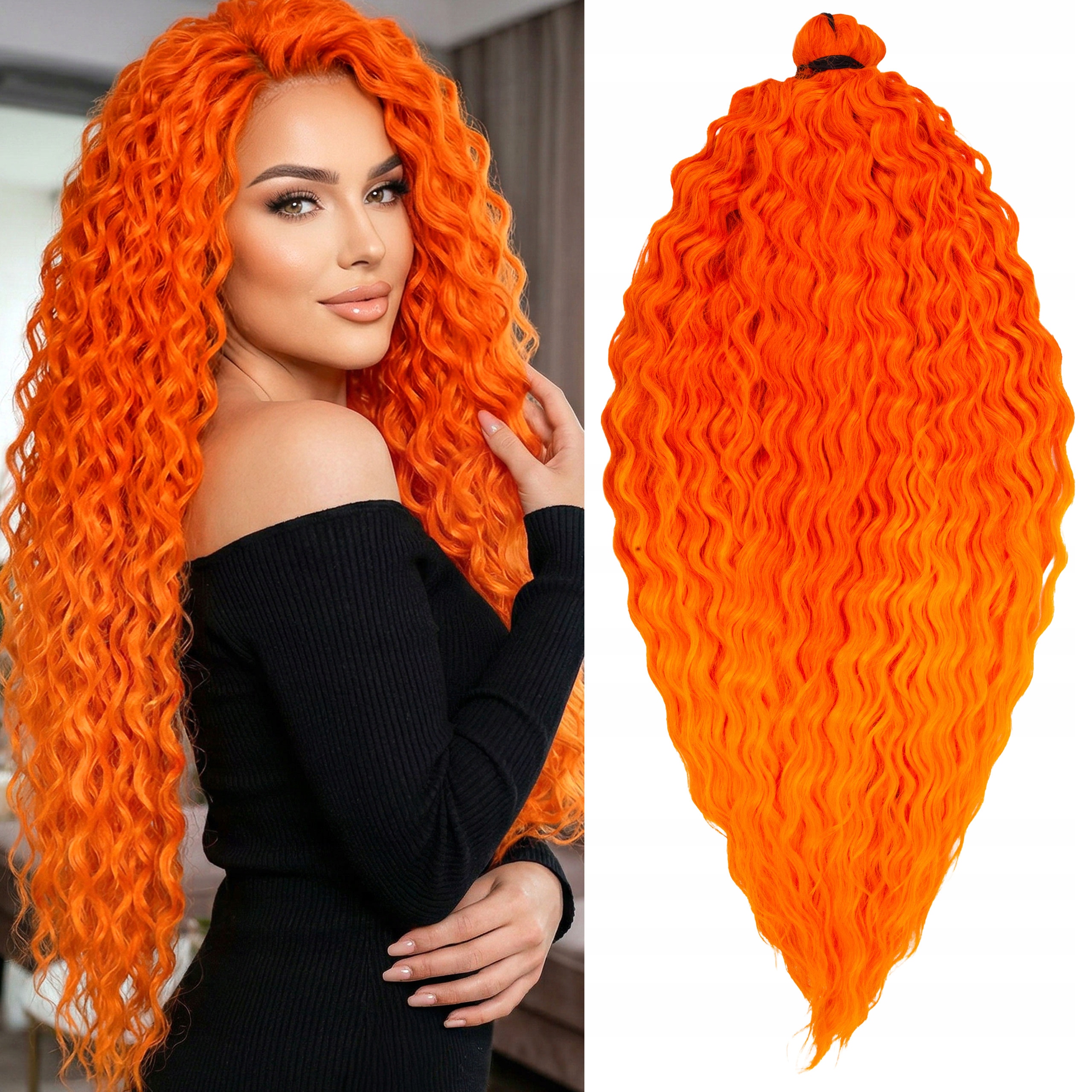 Włosy syntetyczne Afroloki Ariel Pro 60cm 300g pomarańczowe neonowe rude