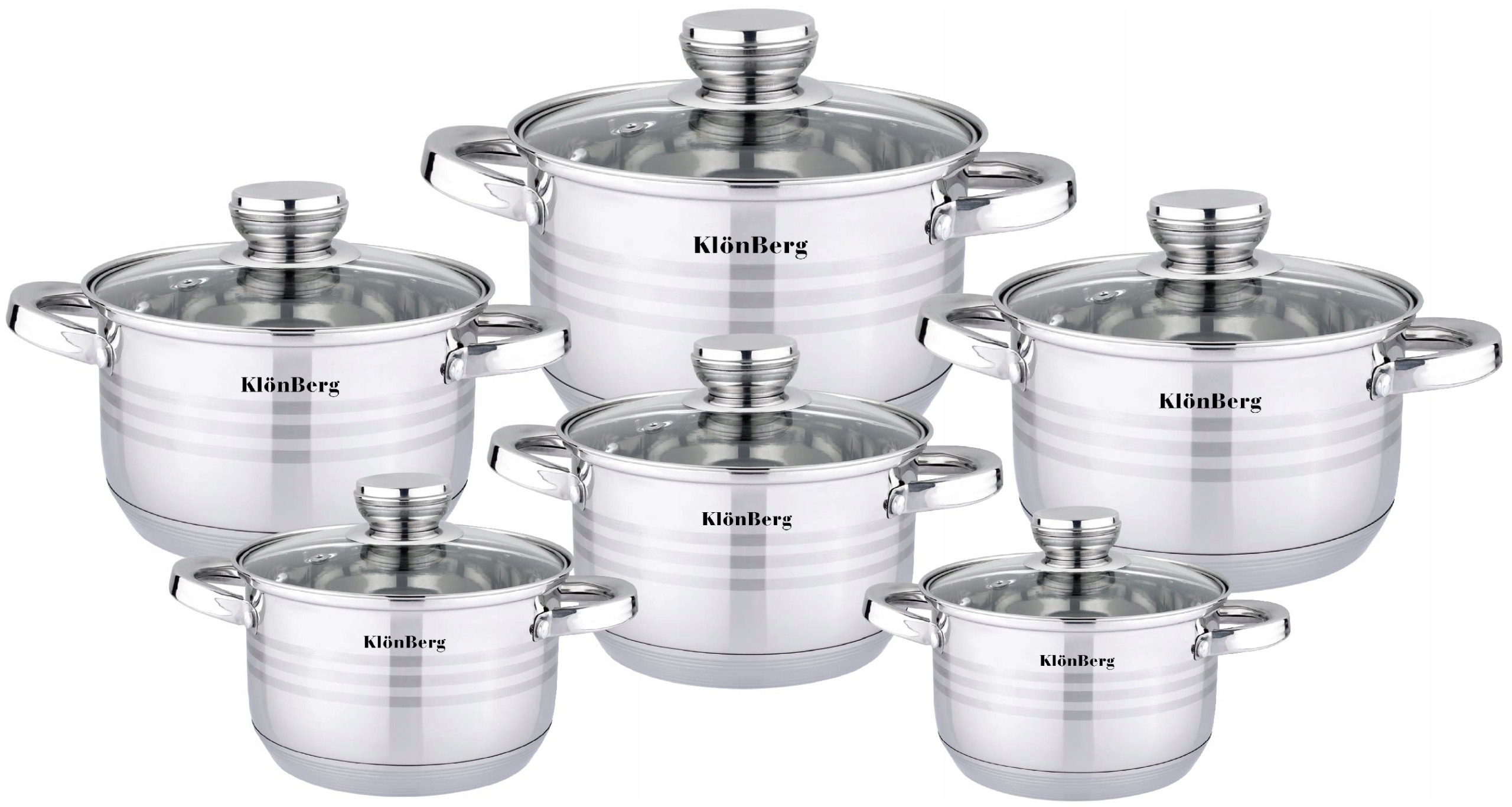 ZESTAW GARNKÓW STALOWYCH SREBRNYCH 12 EL PREMIUM KLONBERG