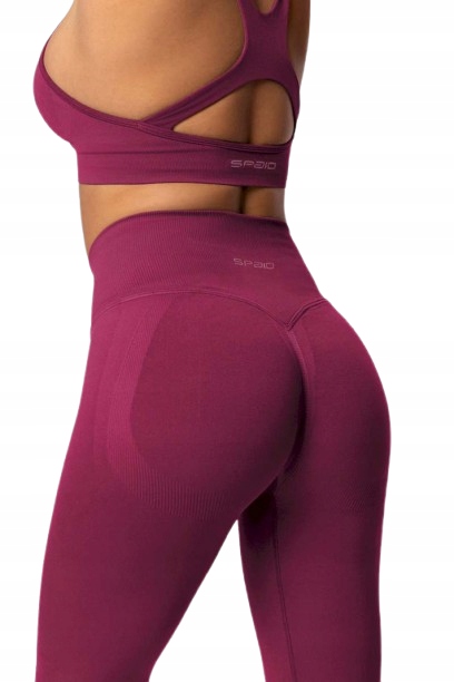 Spaio Damskie legginsy sportowe Fitness Push-up Pro red wine M