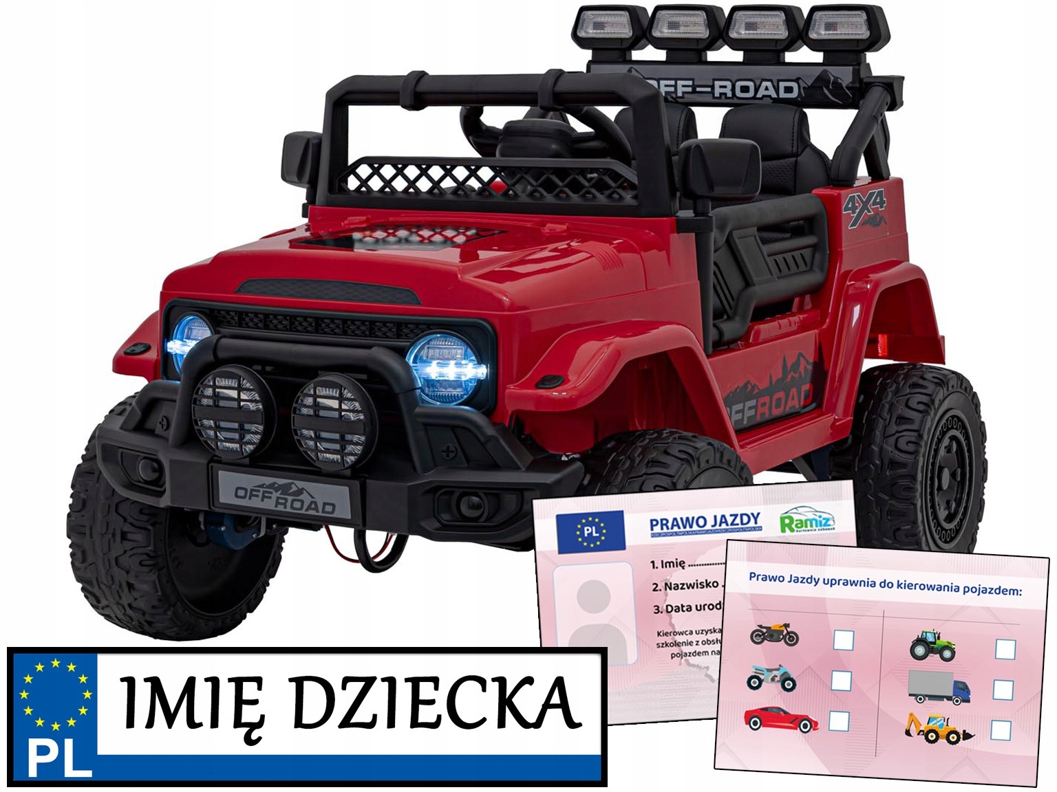autko terenowe na akumulator Off Road Climber Pilot Ogromne Koła Napęd 4x