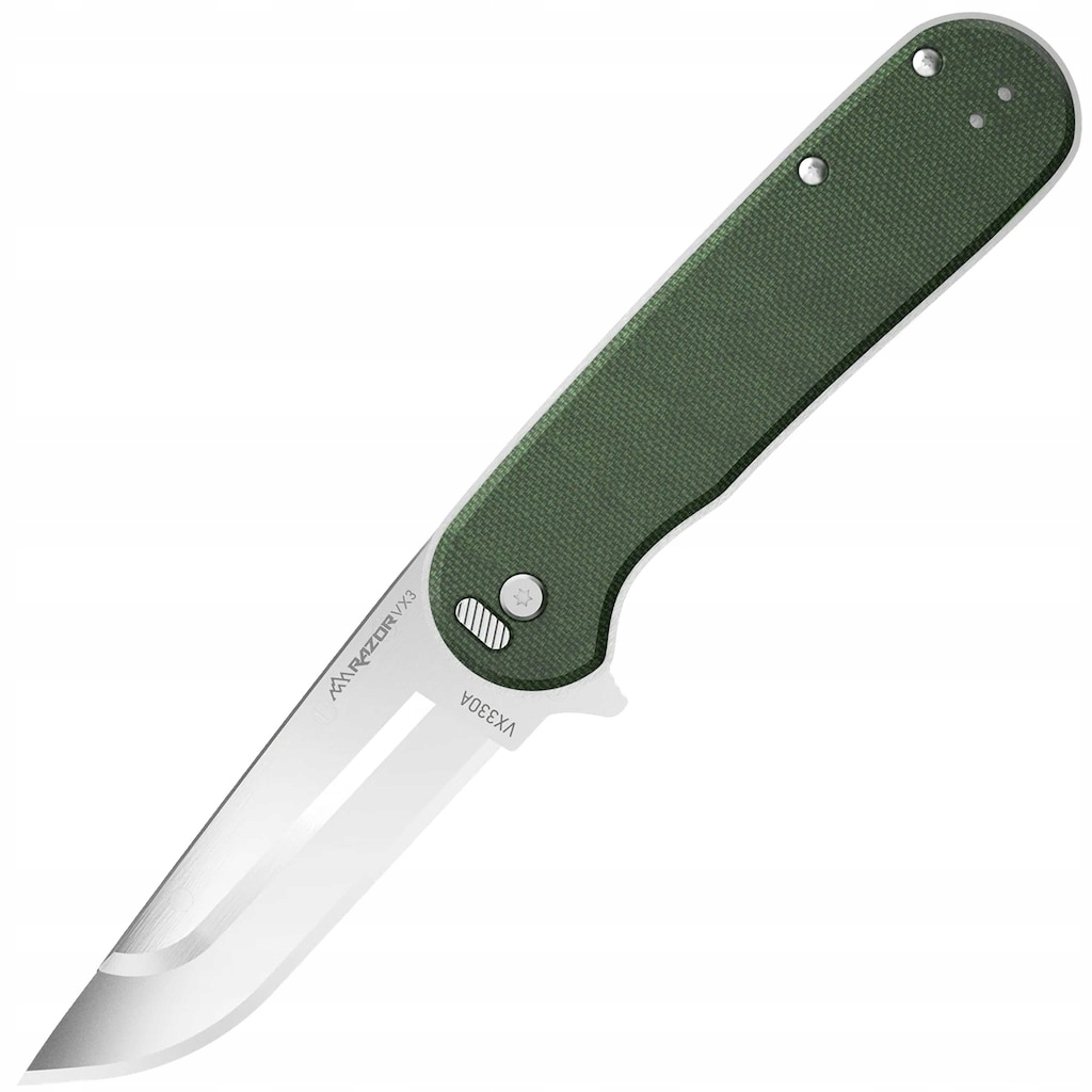 Nóż składany Outdoor Edge Razor VX3 3,0" Micarta Green z klipsem