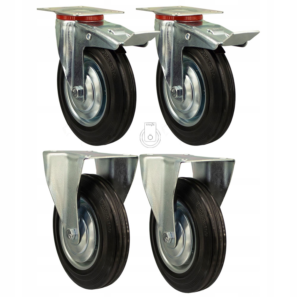 Komplet 4 Ks Kola fi 200 vozík regál 23STGU200 vozík regál skříňka stůl