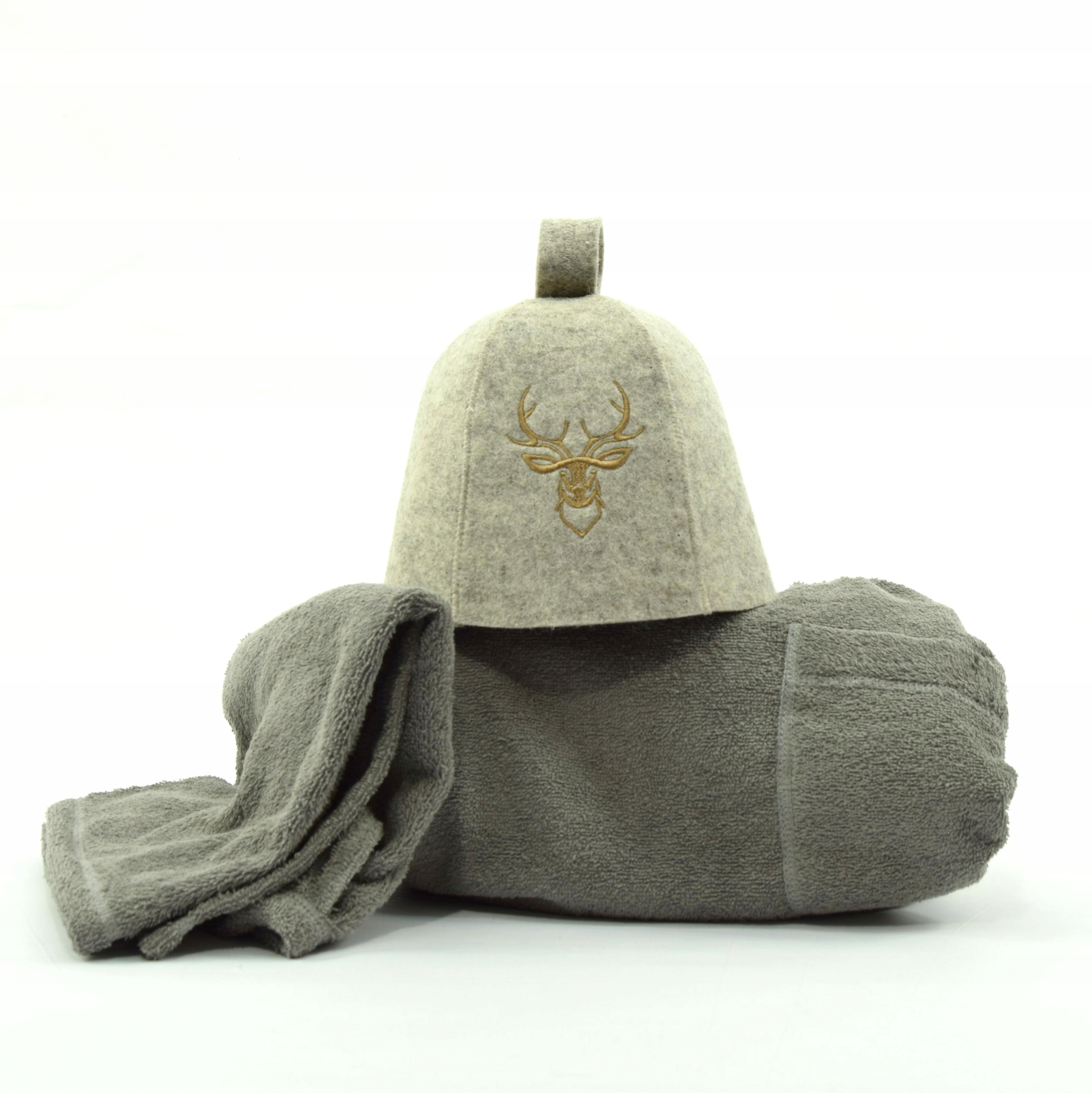 Pánská 3dílná čepice do sauny bavlna vlna XL