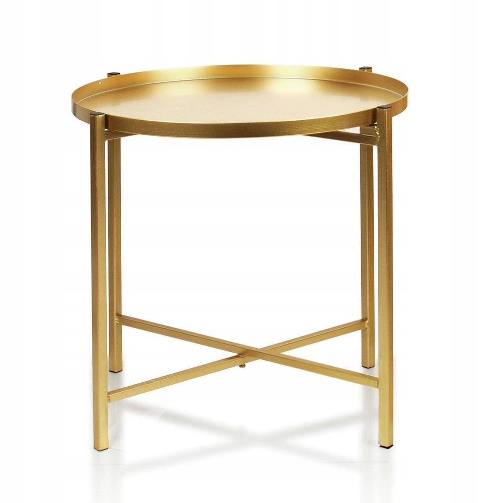 

Stolik kawowy złoty 40 cm okrągły metalowy stylowy