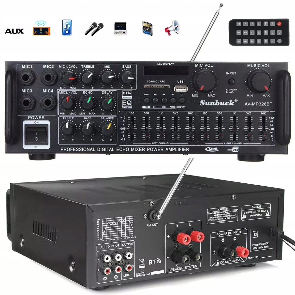 5.0 Bluetooth Zesilovač Pro Domácí Použití 2000W Hd-stereo nový