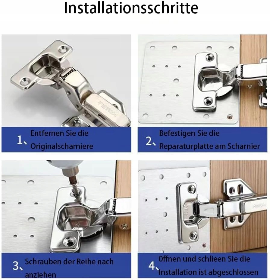 1 mm nerūdijančio plieno vyrių remonto plokštelės, 6 vnt., 90 × 90 mm – produkto nuotrauka 5