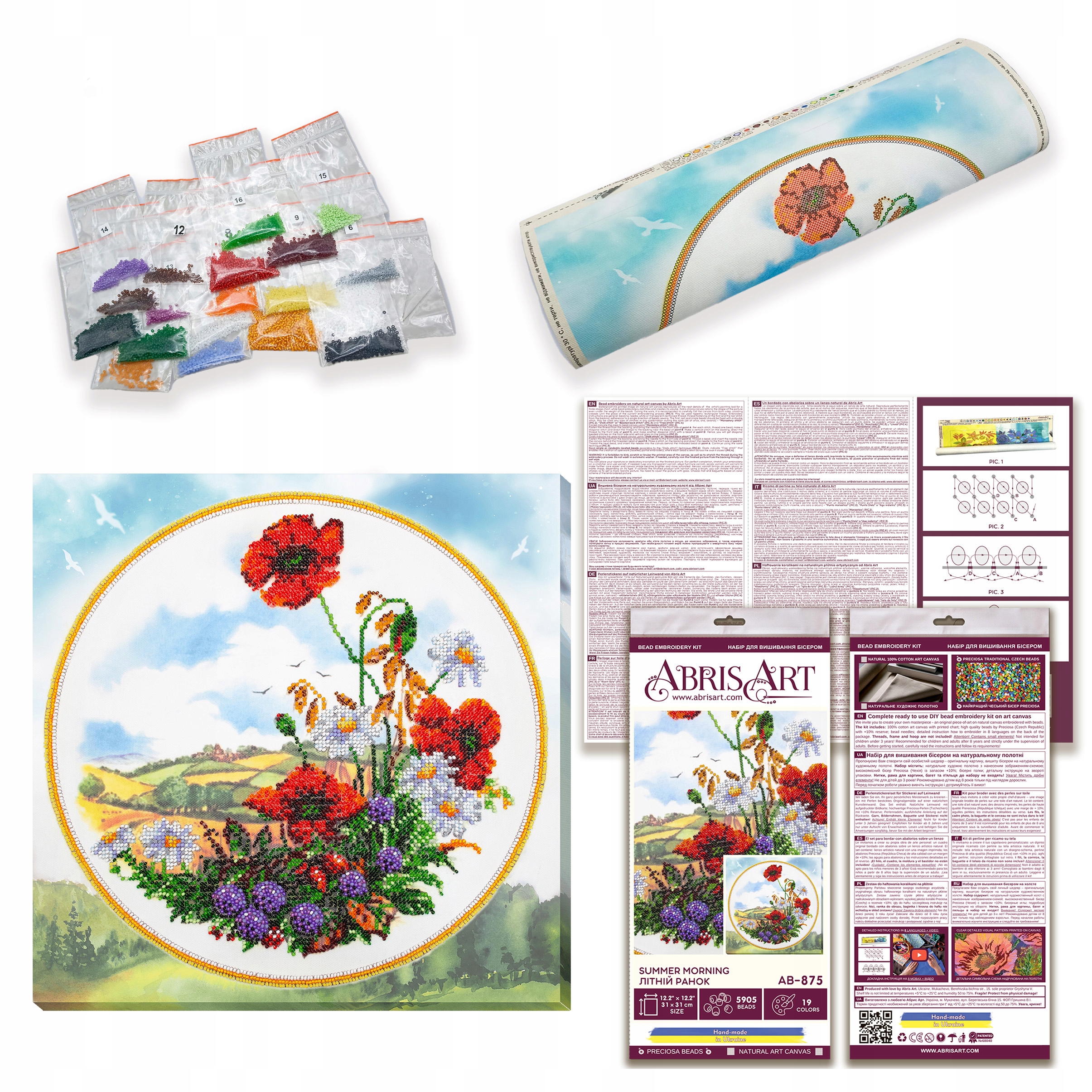 Sada pro vyšívání z korálků 310x310 mm korálky Preciosa Ornela Flowers