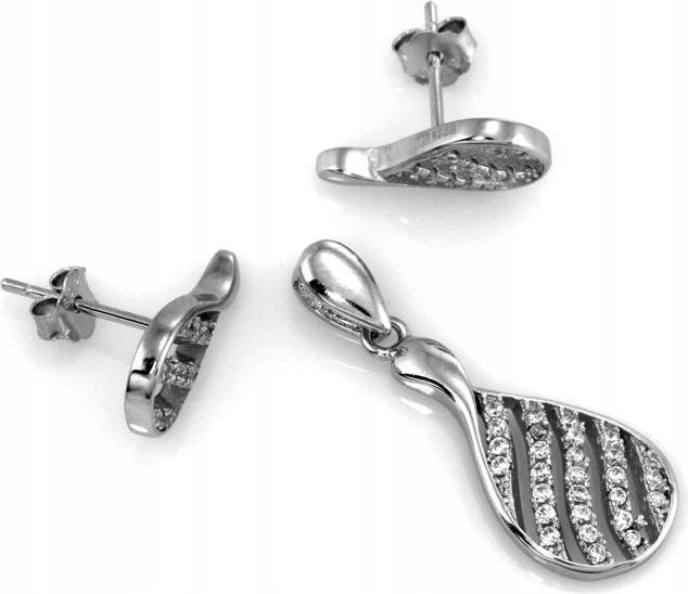 Stříbrný komplet 925 náušnice a přívěsek kapka se zirkony jako dárek