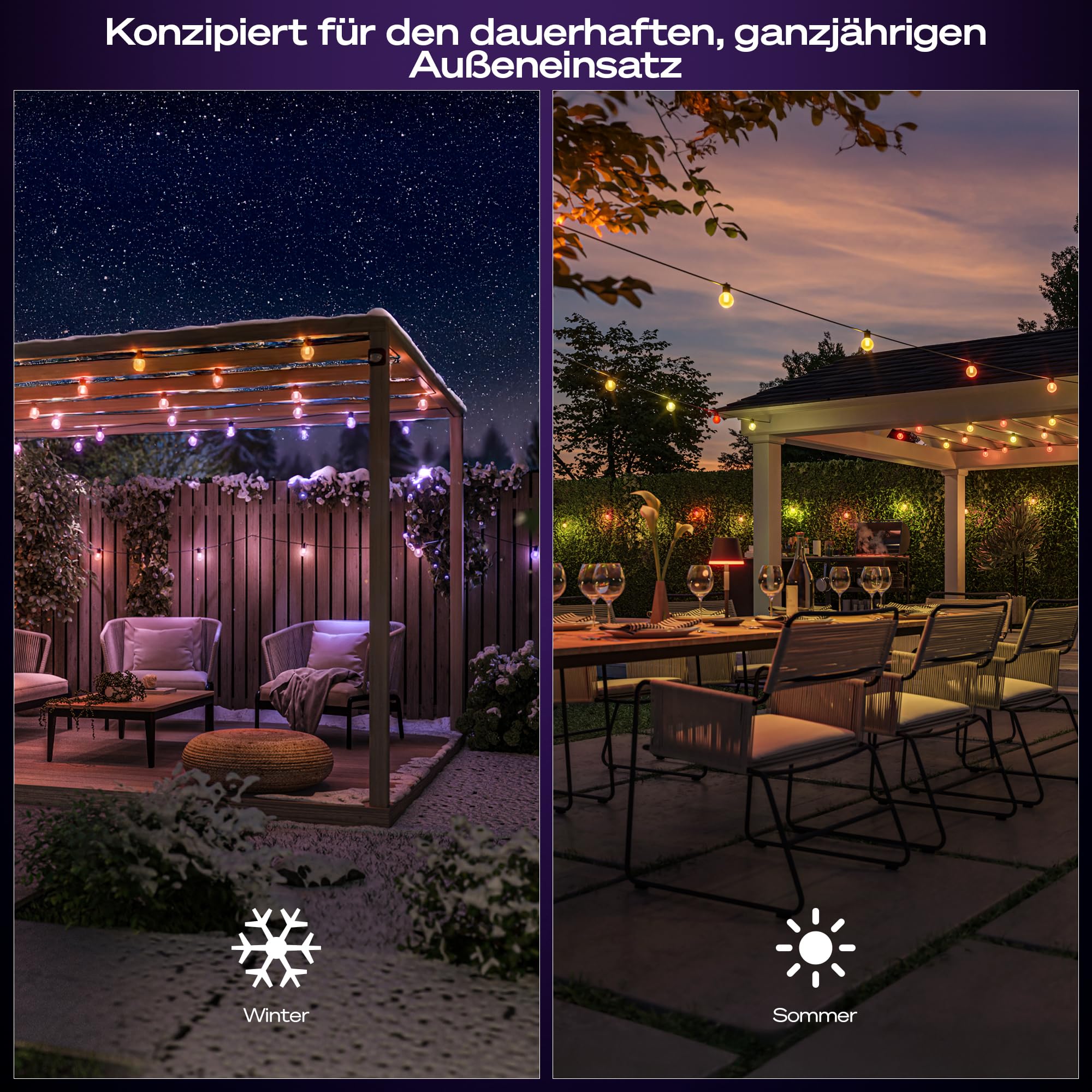 PHILIPS Hue Festavia Zewnętrzna Lampa LED 14M 20 Kul RGBW Aplikacja Hue — miniatura 6