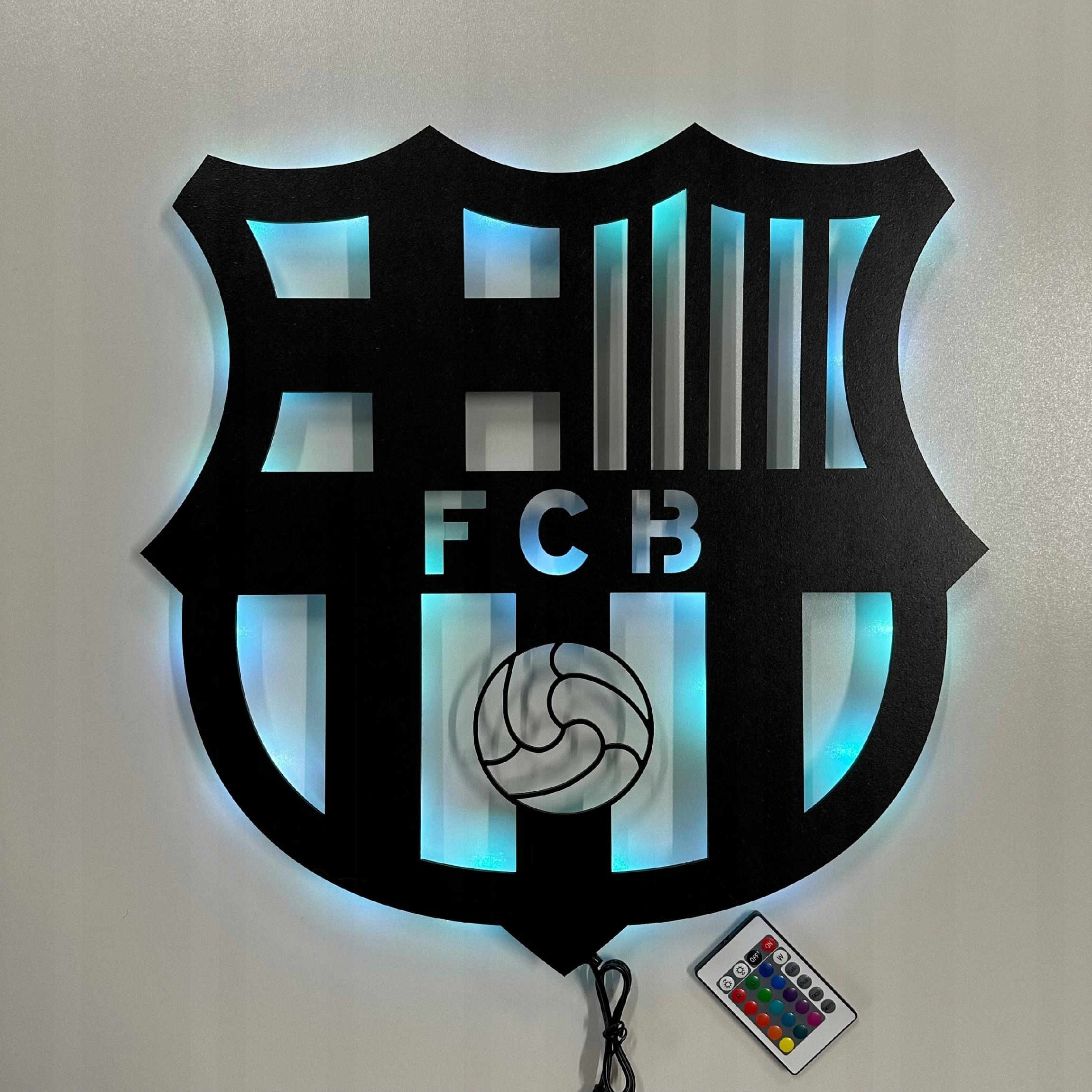 Fc Barcelona Noční Lampa Led Obraz dřevěný 3D fotbalový erb Dárek