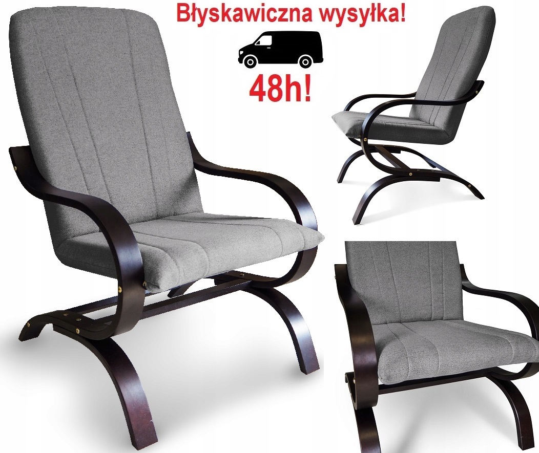 FOTEL FINKA TAPICEROWANY DLA SENIORA JASNY SZARY