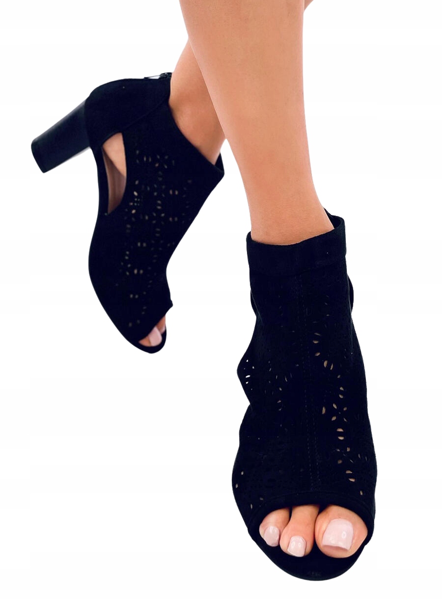 Buty Damskie Ażurowe Botki Open Toe PIERRE BLACK 39