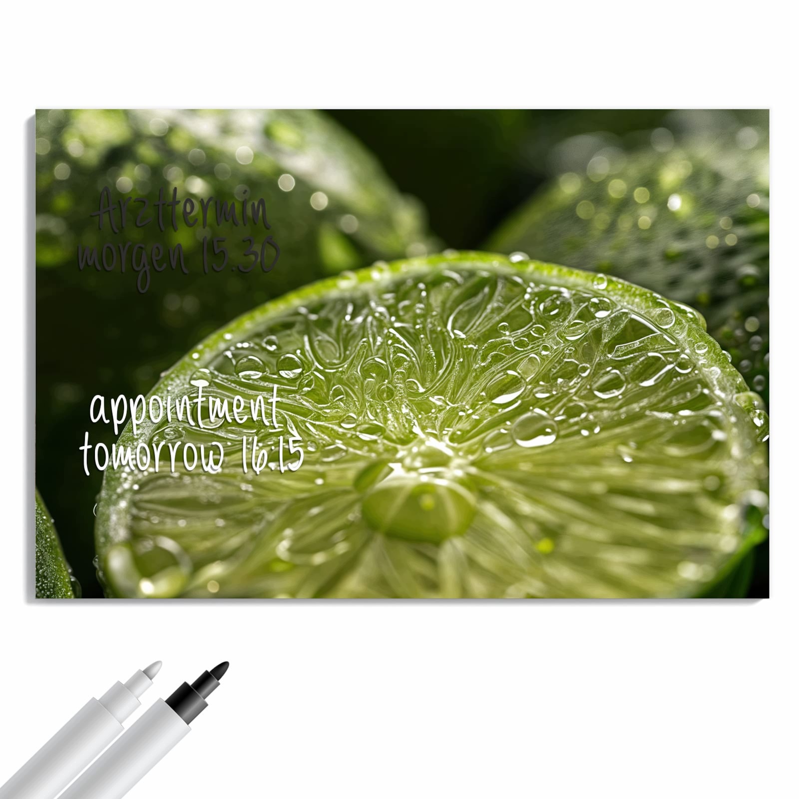 Magnetická tabule Limetky Kapky vody 90 × 60 cm