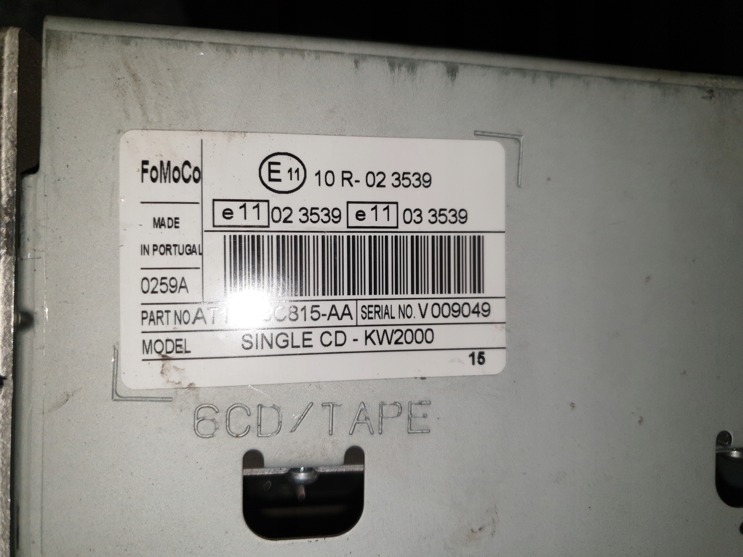 FORD MONDEO MK4 TRANSIT CONECT RADIO AT1T18C815AA