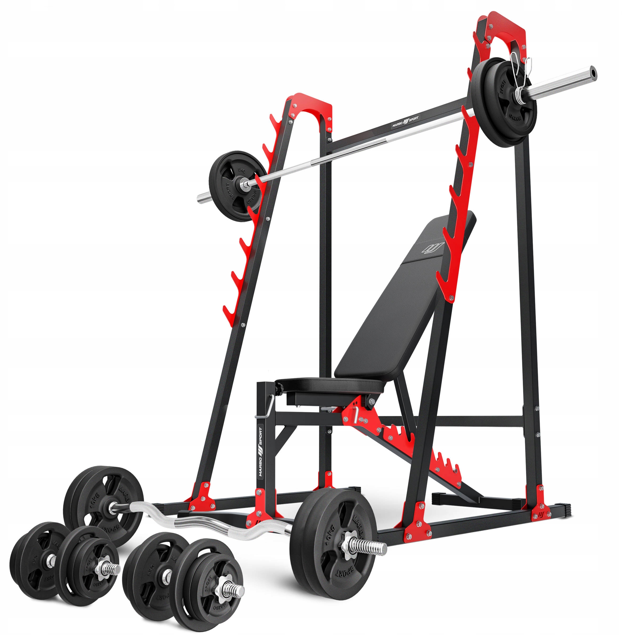 Zestaw MH24 156kg ławka stojak gryfy obciążenia
