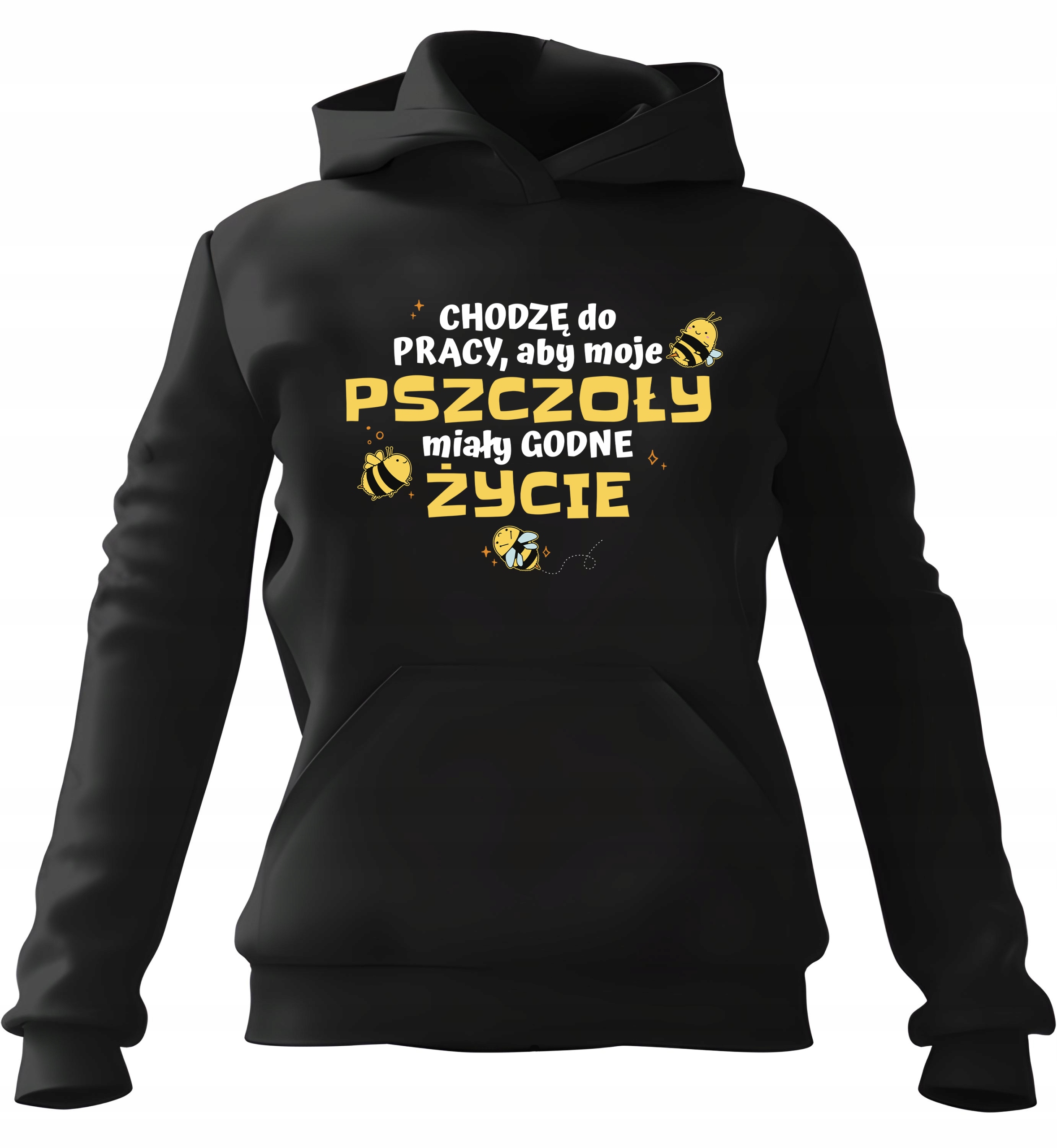 pánská mikina s kapucí Včely Chodím do práce Černá 2XL Pro něj Chlapa